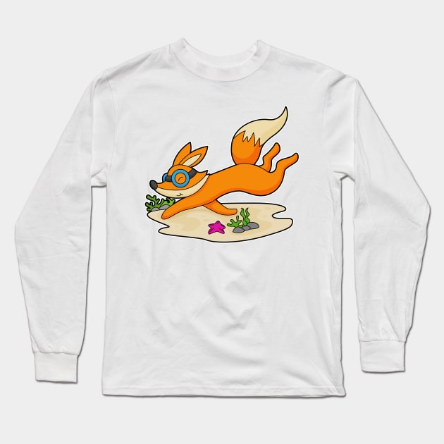 Fox Diver Swimming goggles Long Sleeve T-Shirt by Markus Schnabel